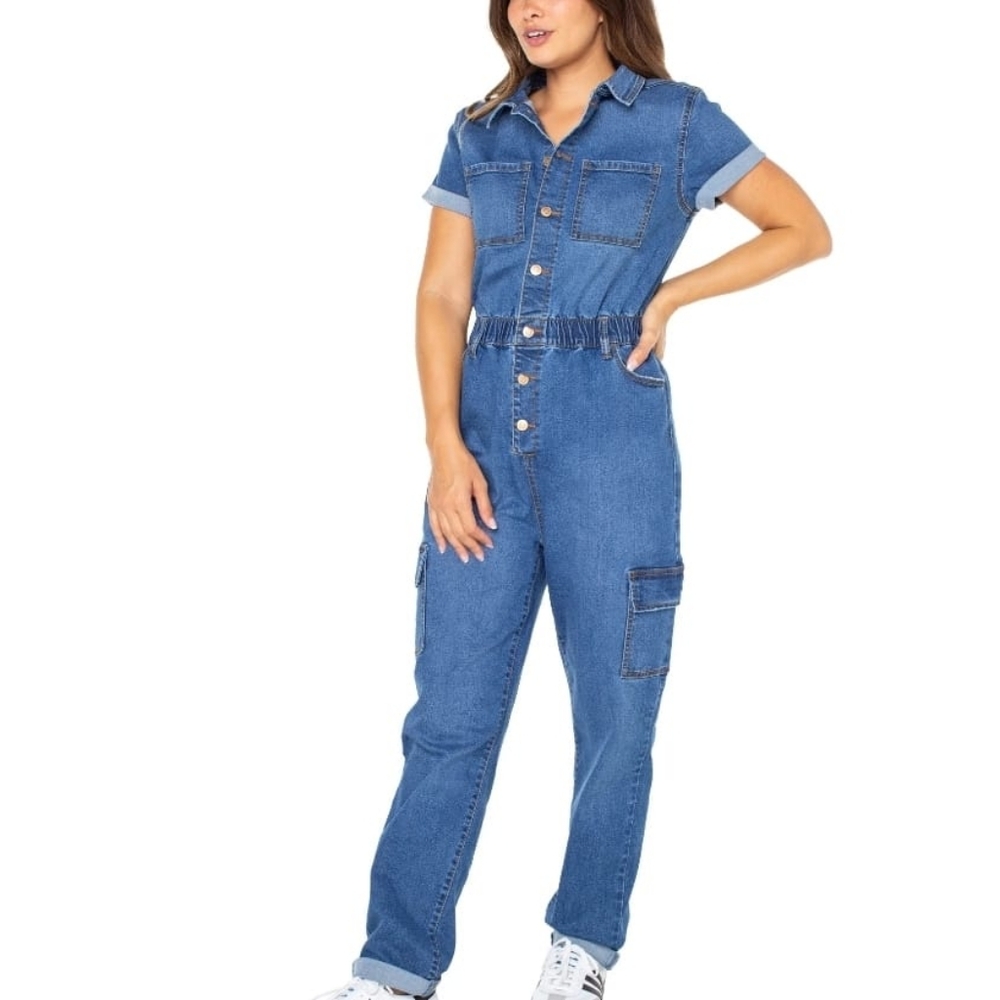 Celebrity Pink Juniors Slim Fit Boiler suit Women's XXL Blue cotton Pock…